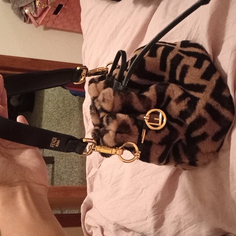 Fendi Brown pattern shearling Mini purse